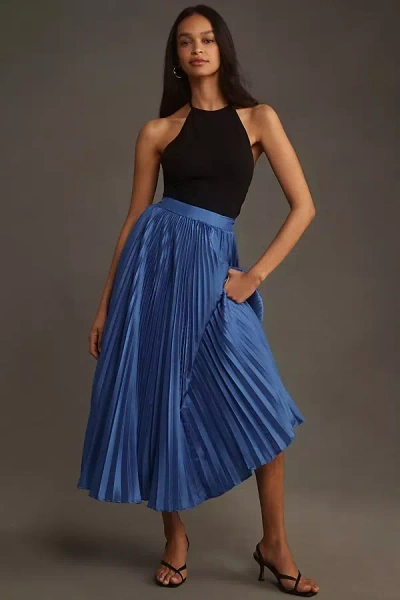 Hutch Pleated Midi Skirt In Blue
