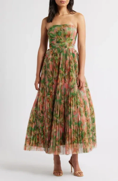 HUTCH HUTCH PLEATED STRAPLESS MESH GOWN