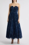 Hutch Plus Size Corene Floral Tulle Gown In Navy Floral