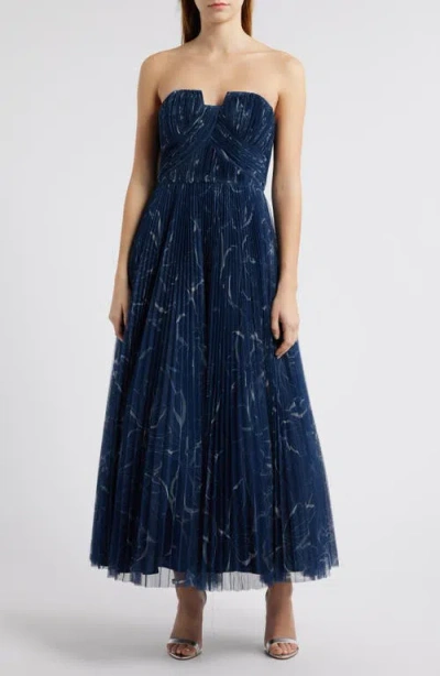 Hutch Plus Size Corene Floral Tulle Gown In Navy Floral