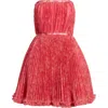 Hutch Lenzy Strapless Mini Dress In Fuchsia