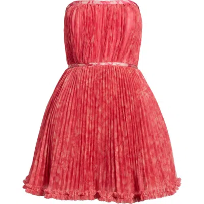 Hutch Lenzy Pleated Tulle Mini Dress In Red