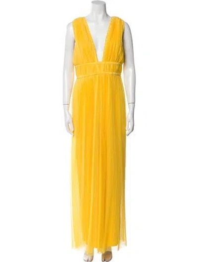 Pre-owned Hutch Plunge Neckline Jumpsuit In Yellow