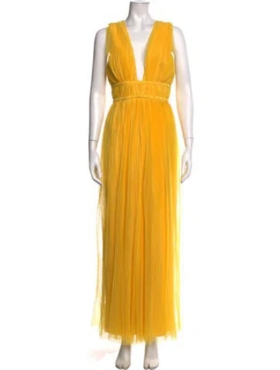 Pre-owned Hutch Plunge Neckline Jumpsuit In Yellow