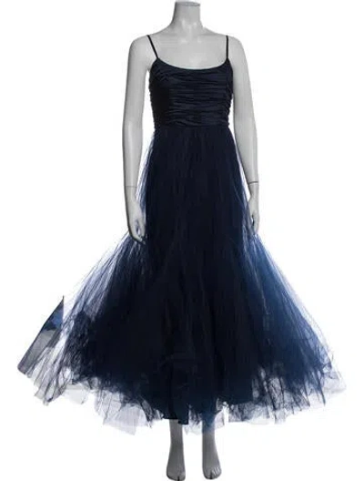 Pre-owned Hutch Plunge Neckline Long Dress In Blue