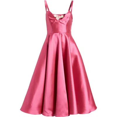 Hutch Plunge Satin Maxi Cocktail Dress In Pink