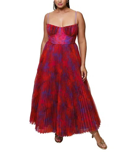 Hutch Plus Size Amara Gown In Purple Watercolor Gardenia