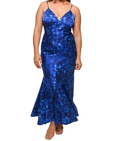 Hutch Plus Size Arizona Floral Long Dress In Cobalt Shibori Floral |  ModeSens