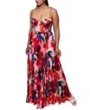 Hutch Plus Size Ayla Floral Pleated Long Dress In Coral Floral