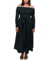 Hutch Plus Size Stockton Off The Shoulder Pleated Dress In Forest