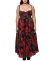 Hutch Plus Size Brianna Dress In Black Dark Rainbow Floral