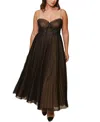 Hutch Plus Size Carley Fit & Flare Pleated Midi Dress In Black/tan