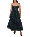 Hutch Tiered Bustier Dress In Dark Blue Brushstroke Floral