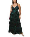 Hutch Plus Size Freya Floral Tiered Tulle Dress In Dark Blue Floral