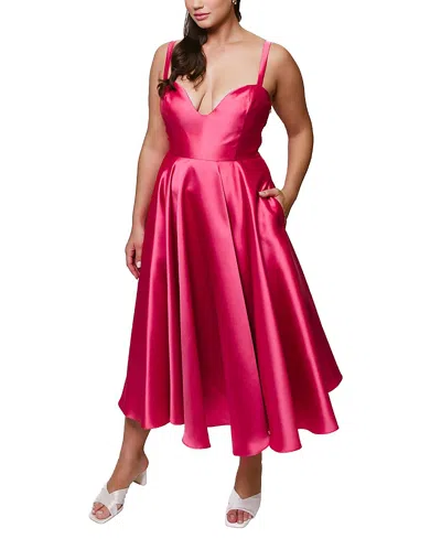 Hutch Plus Size Lonnie Fit & Flare Midi Dress In Hot Pink