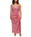 Hutch Luxe Maxi Dress In Fuchsia Shibori Floral Sequin