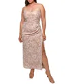 Hutch Plus Size Luxe Gown In Sand Shibori Floral Sequin