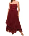 Hutch Plus Size Renza Strapless Tulle Gown In Purple