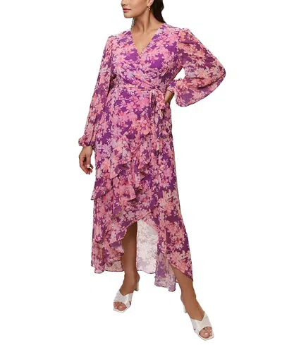 Hutch Plus Size Sadey Floral Wrap Dress In Purple Vintage Layered Ditsy Floral