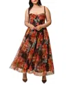 Hutch Plus Size Willa Floral Tulle Gown In Red