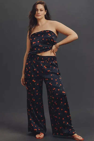 Hutch Plus Smocked-waist Wide-leg Pants In Blue