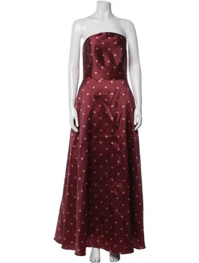 Pre-owned Hutch Polka Dot Print Long Dress In Red