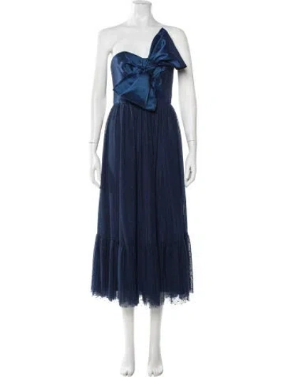 Pre-owned Hutch Polka Dot Print Midi Length Dress In Blue