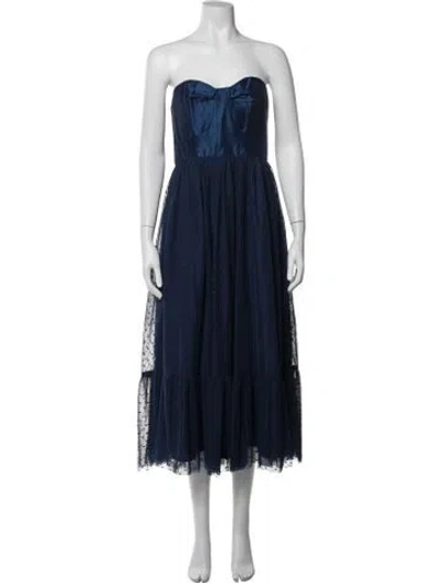 Pre-owned Hutch Polka Dot Print Midi Length Dress In Blue
