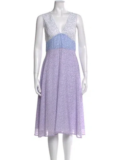 Pre-owned Hutch Polka Dot Print Midi Length Dress In Purple