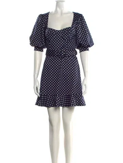 Pre-owned Hutch Polka Dot Print Mini Dress In Blue