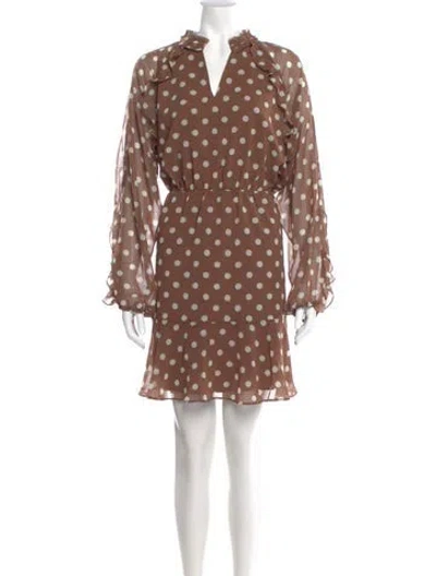 Pre-owned Hutch Polka Dot Print Mini Dress W/ Tags In Brown