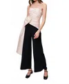 Hutch Strapless Ruched Bow Wide-leg Jumpsuit In White