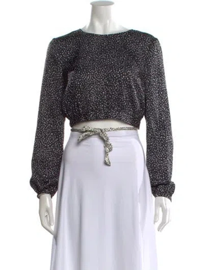 Pre-owned Hutch Printed Crew Neck Crop Top In Multi