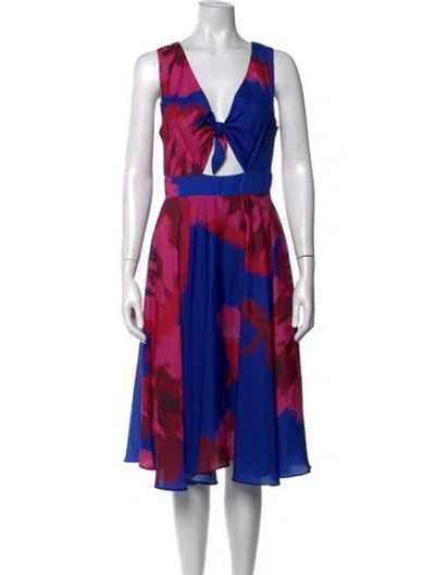 Pre-owned Hutch Printed Knee-length Dress In Blue