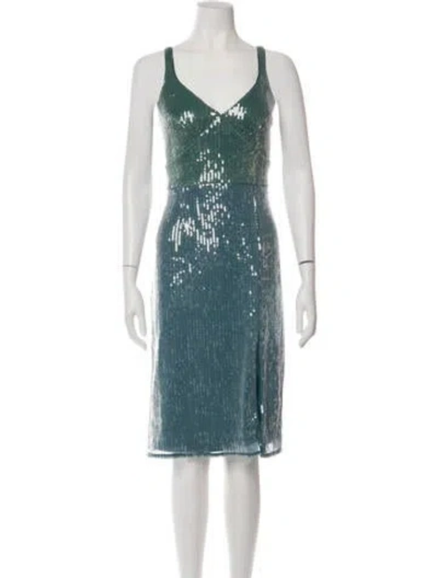Pre-owned Hutch Printed Knee-length Dress In Blue