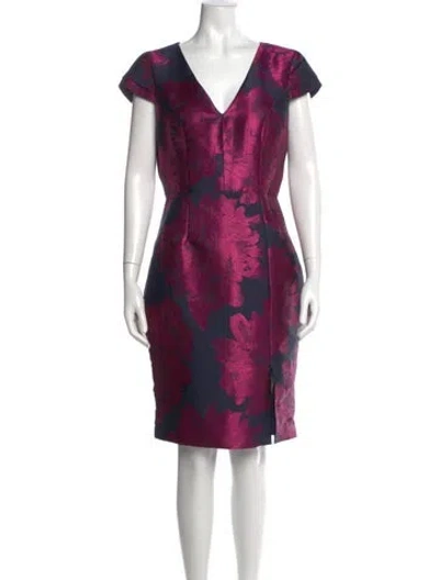 Pre-owned Hutch Printed Knee-length Dress In Purple