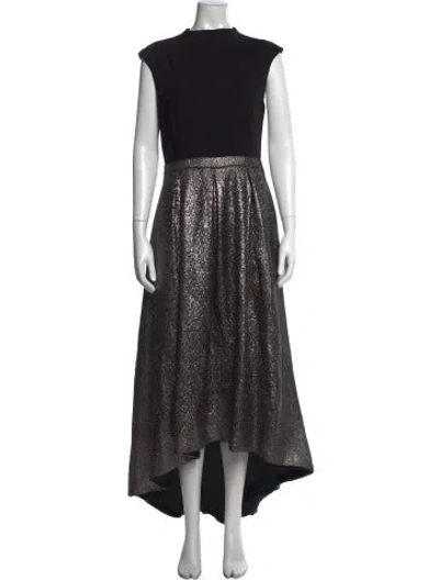 Pre-owned Hutch Printed Long Dress In Black