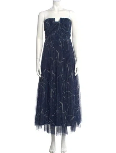 Pre-owned Hutch Printed Long Dress In Blue