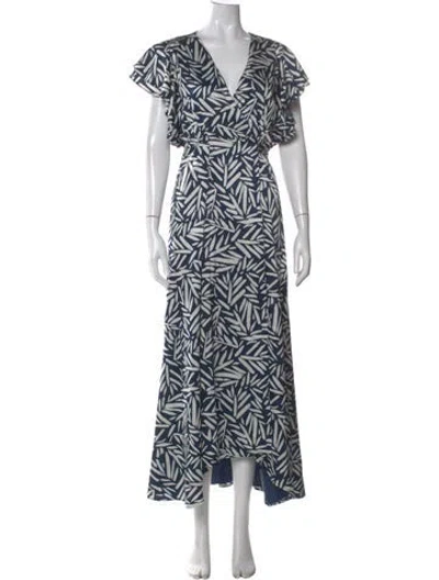 Pre-owned Hutch Printed Long Dress In Blue