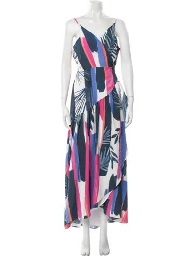 Pre-owned Hutch Printed Long Dress In Blue