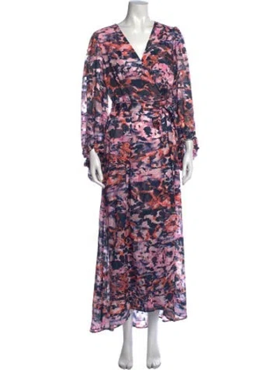 Pre-owned Hutch Printed Long Dress In Blue