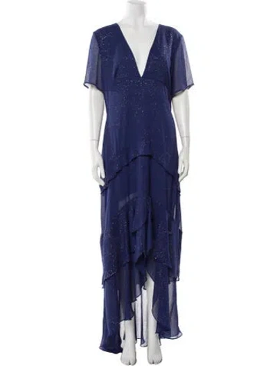 Pre-owned Hutch Printed Long Dress In Blue