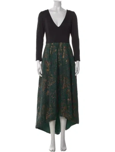 Pre-owned Hutch Printed Long Dress In Green