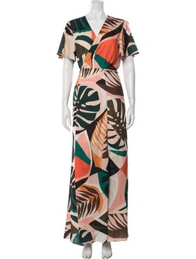 Pre-owned Hutch Printed Long Dress In Green