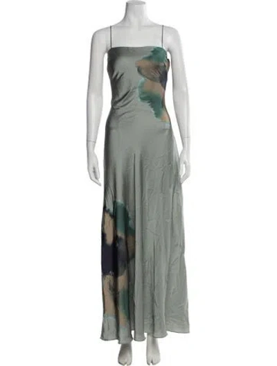 Pre-owned Hutch Printed Long Dress In Green