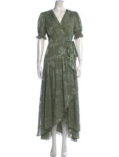 Pre-owned Hutch Printed Long Dress In Green