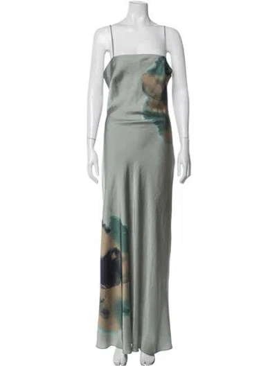 Pre-owned Hutch Printed Long Dress In Green