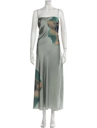 Pre-owned Hutch Printed Long Dress In Green