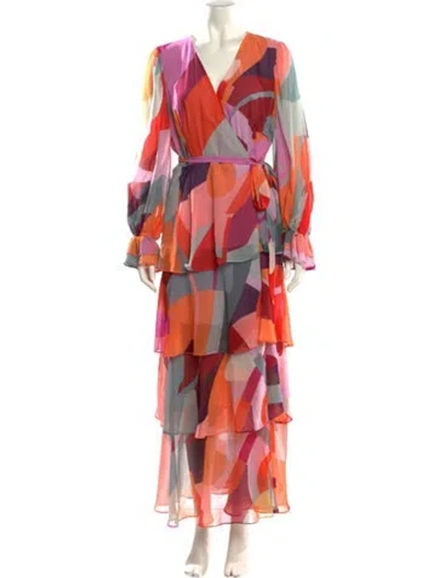 Pre-owned Hutch Printed Long Dress In Multi