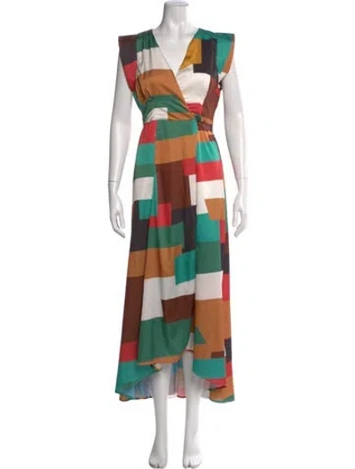 Pre-owned Hutch Printed Long Dress In Multi